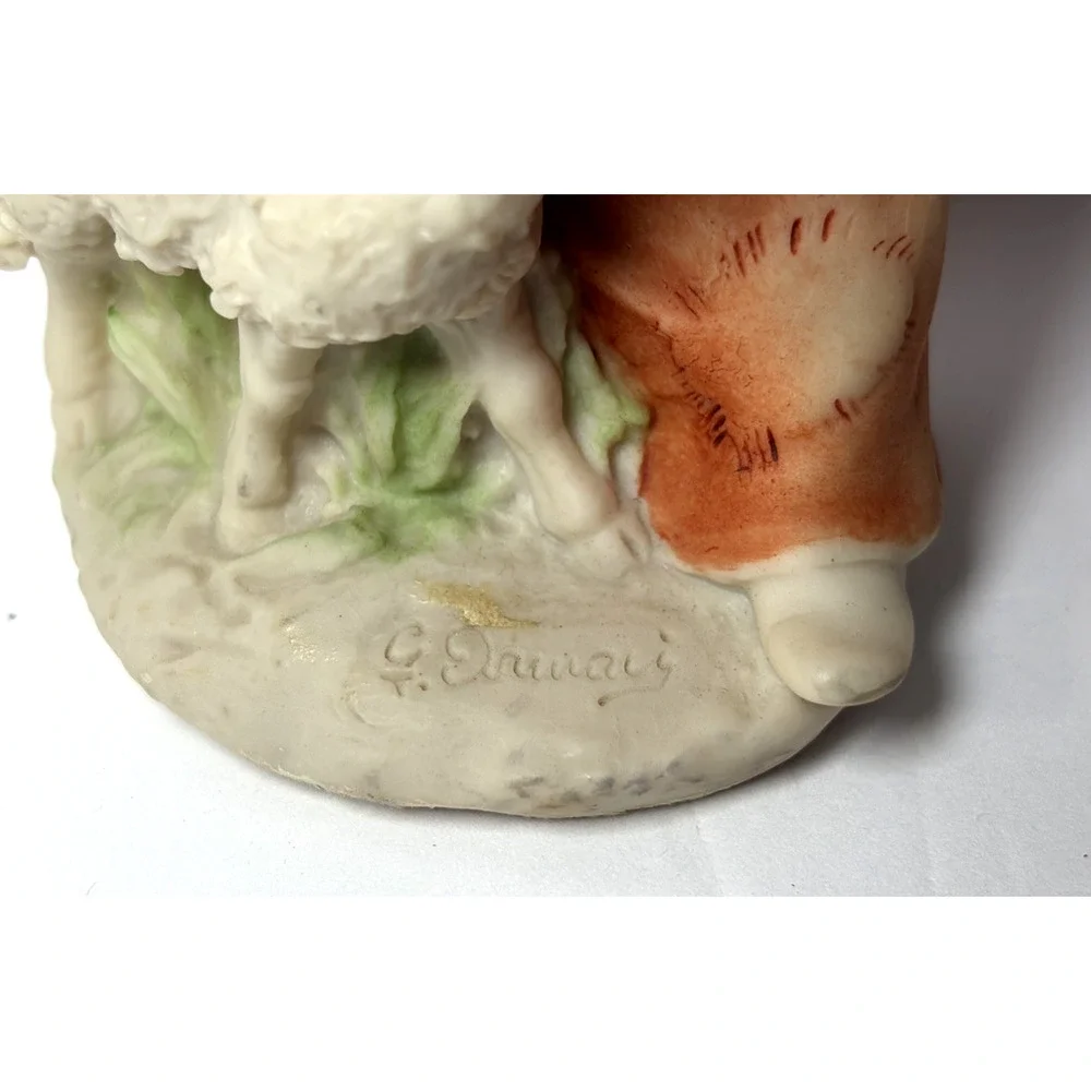 Giuseppe Armani Signed Boy Figurine Sheep Florence Italy Resin 6.5